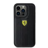 Ferrari PU bőr Hot Stamp Groove mintázatú tok iPhone 15 Pro fekete thumbnail