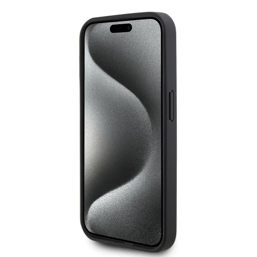 Ferrari PU bőr Hot Stamp Groove mintázatú tok iPhone 15 Pro fekete - 8