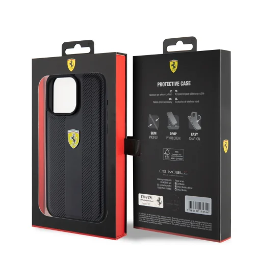 Ferrari PU bőrből készült, finoman perforált tok iPhone 15 Pro Max fekete - 7