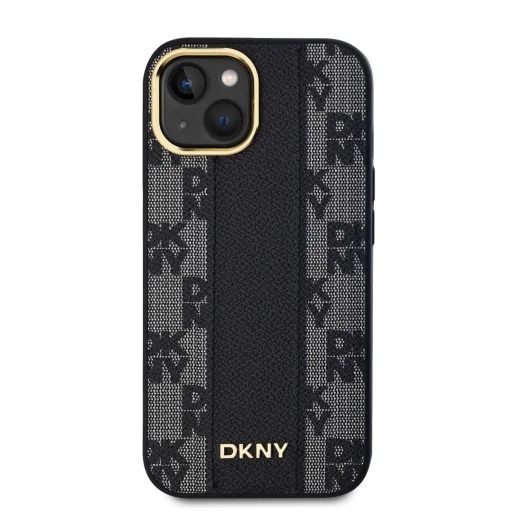 DKNY PU Bőr Kockás Minta Magsafe iPhone 15 tok Fekete - 2