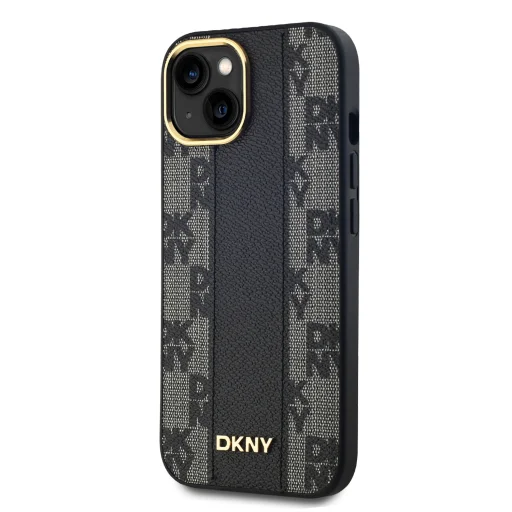 DKNY PU Bőr Kockás Minta Magsafe iPhone 15 tok Fekete - 3