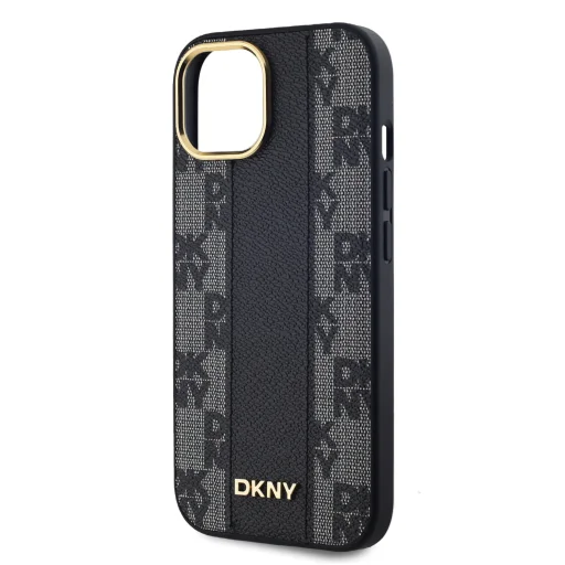DKNY PU Bőr Kockás Minta Magsafe iPhone 15 tok Fekete - 4