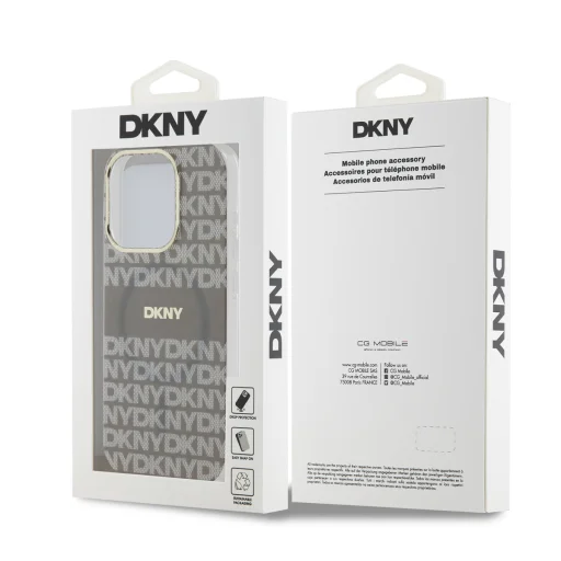 DKNY PC/TPU Repeat Pattern Tonal Stripe Magsafe tok iPhone 14 Pro Beige - 6