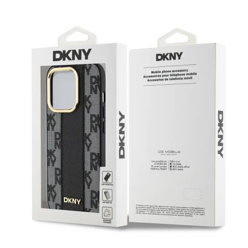 DKNY PU bőr kockás minta Magsafe tok iPhone 15 Pro Max fekete - 6