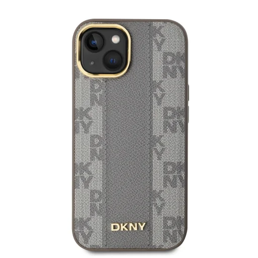 DKNY PU bőr sakktábla mintás Magsafe tok iPhone 15-hez bézs - 2