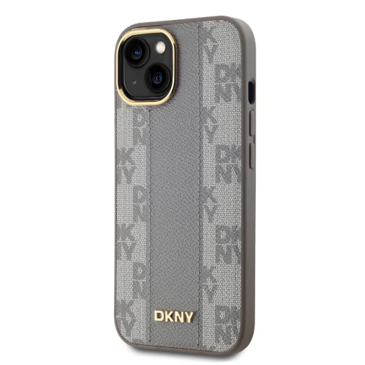 DKNY PU bőr sakktábla mintás Magsafe tok iPhone 15-hez bézs - 3