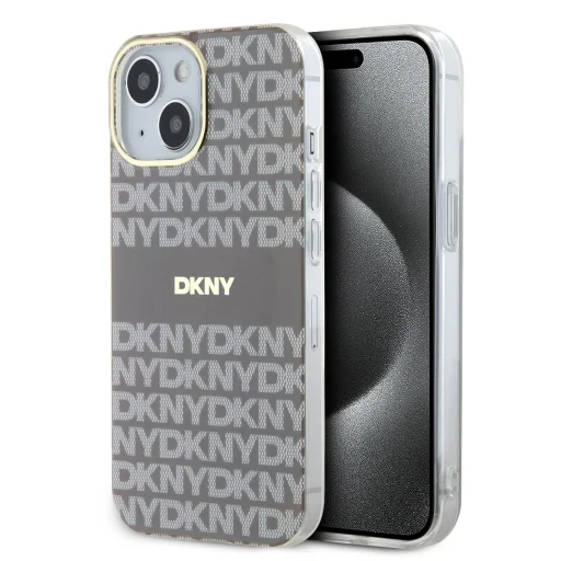 DKNY PC/TPU Repeat Pattern Tonal Stripe Magsafe tok iPhone 14-hez Bézs - 1