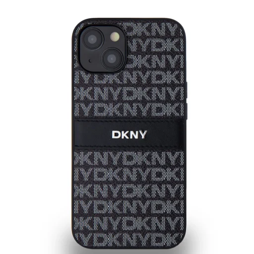 DKNY PU bőr ismétlődő mintás tonal stripe iPhone 14 tok fekete - 2