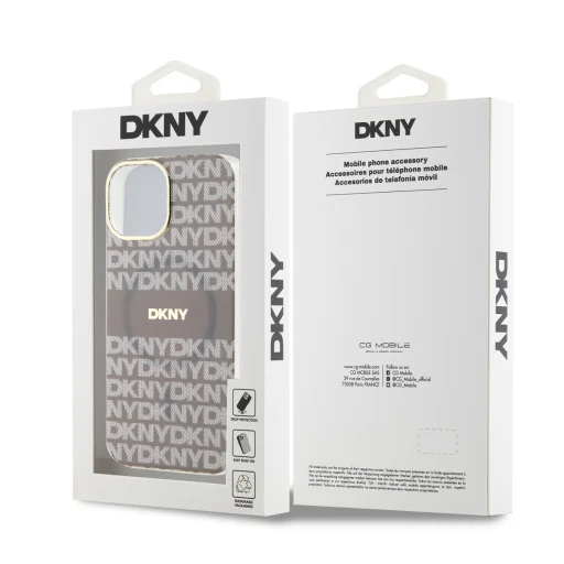 DKNY PC/TPU Repeat Pattern Tonal Stripe Magsafe tok iPhone 14-hez Bézs - 6