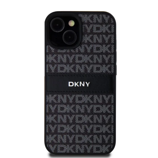 DKNY PU Bőr Ismétlődő Mintás Árnyalatos Csíkos tok iPhone 15 Fekete - 2