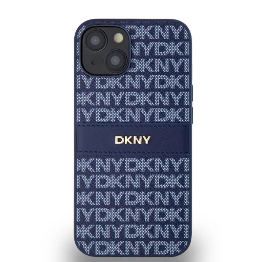 DKNY PU Leather Repeat Pattern Tonal Stripe iPhone 14 tok kék - 2