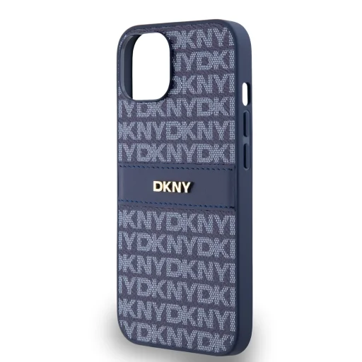 DKNY PU Leather Repeat Pattern Tonal Stripe iPhone 14 tok kék - 4