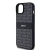 DKNY PU Leather Repeat Pattern Tonal Stripe tok iPhone 15 Plus fekete thumbnail