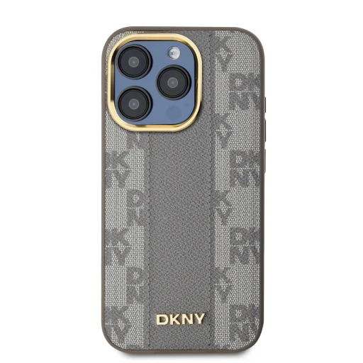 DKNY PU bőr kockás mintás Magsafe tok iPhone 15 Pro Max készülékhez bézs - 2
