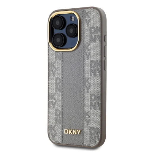 DKNY PU bőr kockás mintás Magsafe tok iPhone 15 Pro Max készülékhez bézs - 3