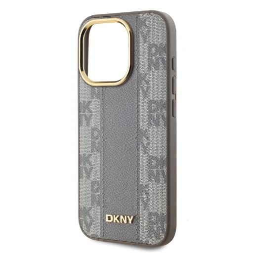 DKNY PU bőr kockás mintás Magsafe tok iPhone 15 Pro Max készülékhez bézs - 4