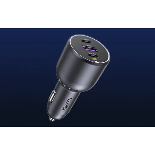 Ugreen EC705 2x USB-C + USB autós töltő, 130W (fekete) - 3