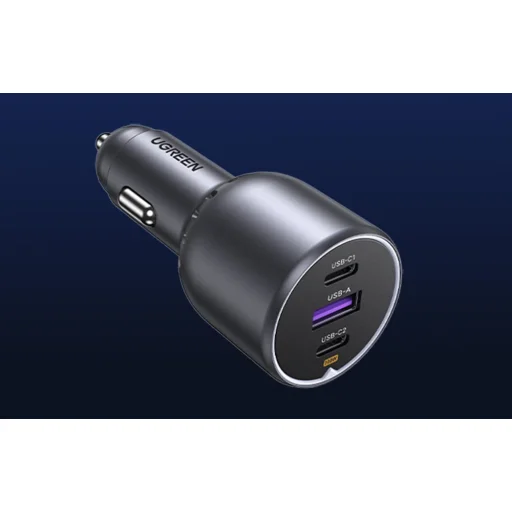 Ugreen EC705 2x USB-C + USB autós töltő, 130W (fekete) - 7