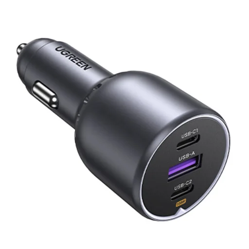 Ugreen EC705 2x USB-C + USB autós töltő, 130W (fekete) - 2