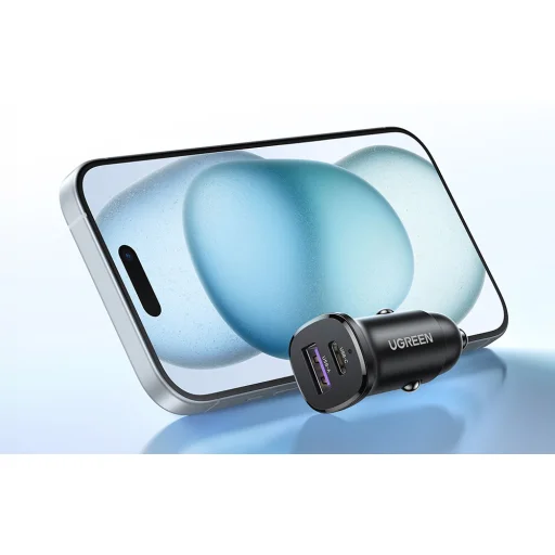 Ugreen EC305 USB-C + USB autós töltő, 30W (fekete) - 7