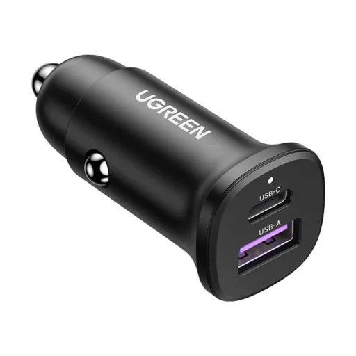 Ugreen EC305 USB-C + USB autós töltő, 30W (fekete) - 2