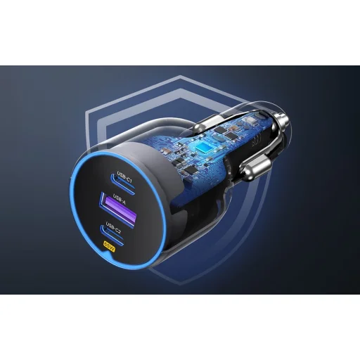 Ugreen EC703 autós töltő, USB + 2x USB-C, 75W (fekete) - 5