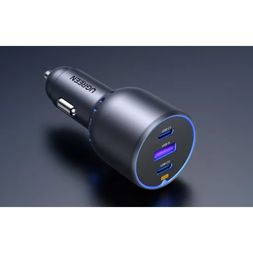 Ugreen EC703 autós töltő, USB + 2x USB-C, 75W (fekete) - 3