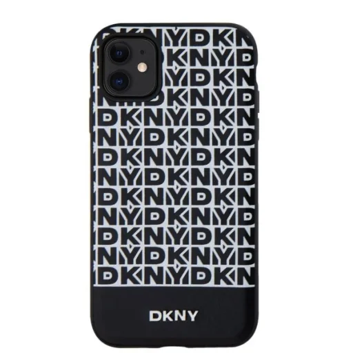 DKNY PU bőr ismétlődő minta alsó csík MagSafe tok iPhone 11 Fekete - 2