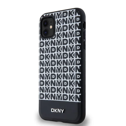 DKNY PU bőr ismétlődő minta alsó csík MagSafe tok iPhone 11 Fekete - 3