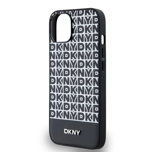 DKNY PU bőr ismétlődő mintás alsó csík MagSafe tok iPhone 14-hez fekete - 4
