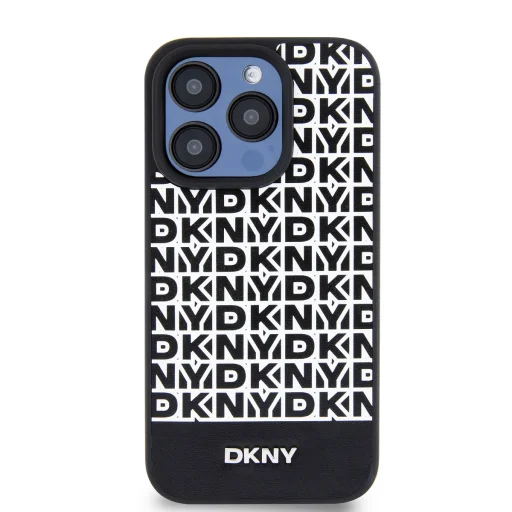 DKNY PU Leather Repeat Pattern Bottom Stripe MagSafe tok iPhone 12/12 Pro Black - 2
