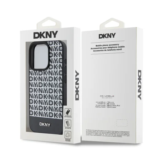 DKNY PU Leather Repeat Pattern Bottom Stripe MagSafe tok iPhone 12/12 Pro Black - 6