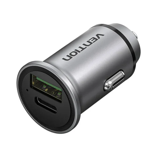 Dual Port Autós Töltő USB-A, USB-C Vention FFBH0 18/20W Szürke - 3
