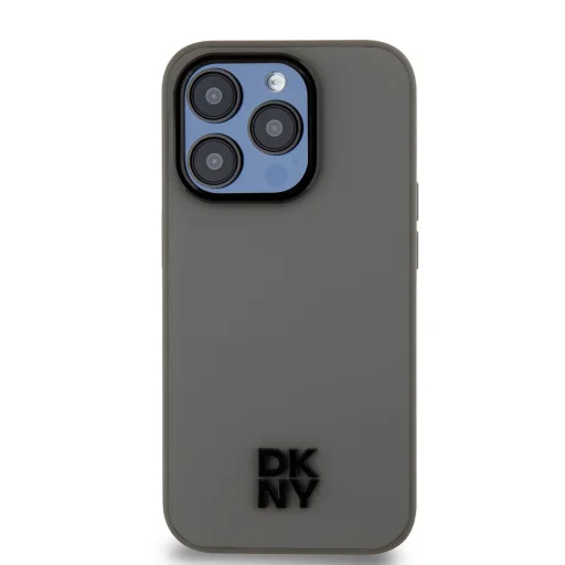 DKNY PU bőrből készült Stack Logós Magsafe tok iPhone 15 Pro-hoz Szürke - 2