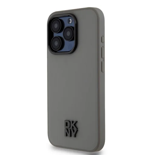 DKNY PU bőrből készült Stack Logós Magsafe tok iPhone 15 Pro-hoz Szürke - 3