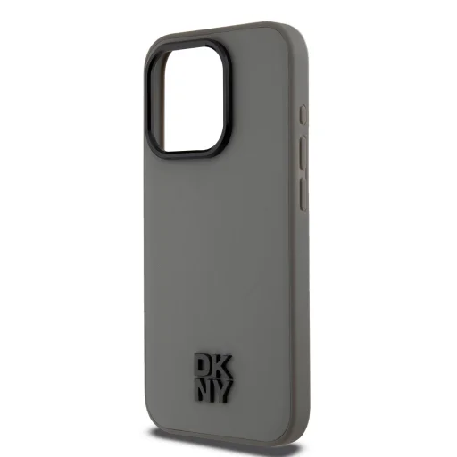 DKNY PU bőrből készült Stack Logós Magsafe tok iPhone 15 Pro-hoz Szürke - 4