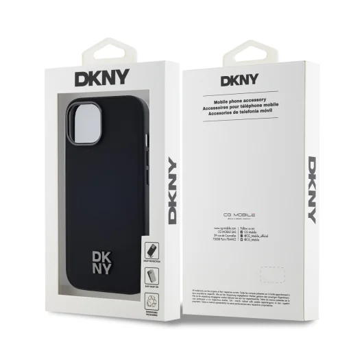 DKNY PU bőr Stack Logo Magsafe iPhone 15 tok fekete - 6