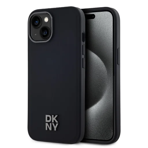 DKNY PU bőr Stack Logo Magsafe iPhone 15 tok fekete - 1