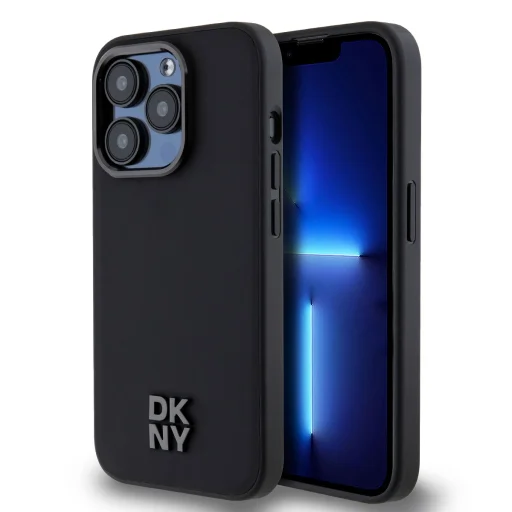 DKNY PU Leather Stack Logo Magsafe tok iPhone 15 Pro Max Black - 1