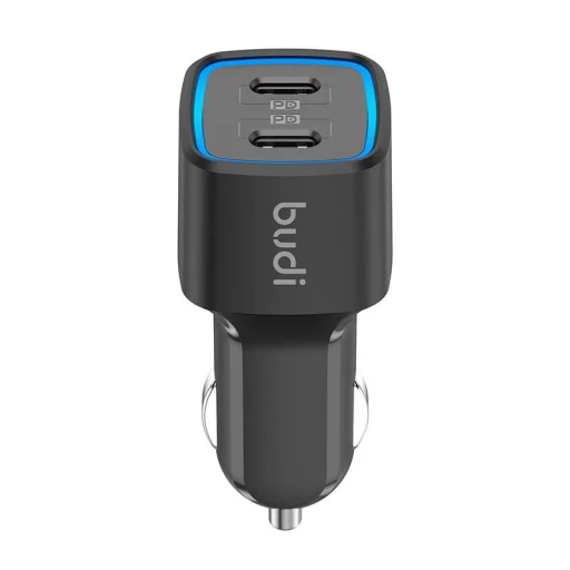 Autós töltő Budi 065R, 2x USB-C, PD 60W (fekete) - 1