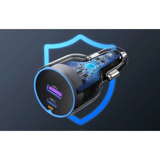 Ugreen EC701 autós töltő, USB + USB-C, 63W (fekete) - 5