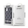 DKNY PU bőr kockás minta és csíkos tok iPhone 14 fekete thumbnail