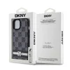 DKNY PU bőr Kockás Minta és Csíkos iPhone 15 tok Fekete thumbnail