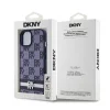 DKNY PU Bőr Kockás Minta és Csíkos iPhone 15 Tok Kék thumbnail