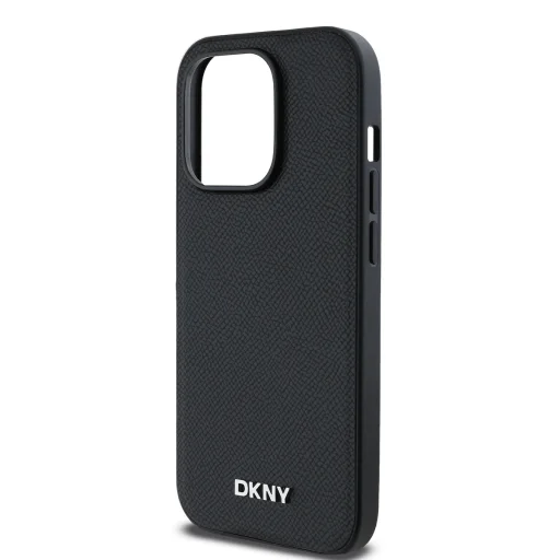 DKNY PU Bőr Ezüst Fém Logós Magsafe Tok iPhone 14 Pro-hoz Fekete - 4