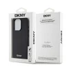 DKNY PU Leather Ezüst Fém Logós Magsafe iPhone 15 Pro Tok Fekete thumbnail
