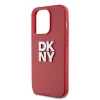 DKNY PU bőr Stack Logo csuklópántos tok iPhone 14 Pro piros thumbnail
