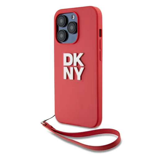 DKNY PU bőr Stack Logo csuklópántos tok iPhone 14 Pro piros - 2