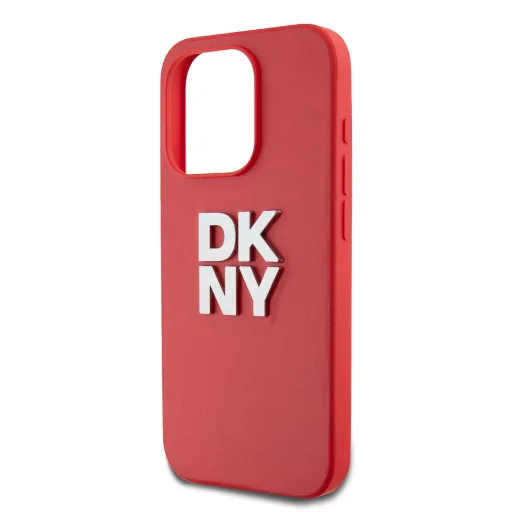 DKNY PU Bőr Stack Logo Csuklópántos tok iPhone 14 Pro Max Piros - 3