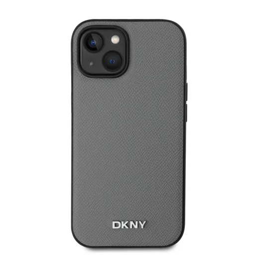 DKNY PU Bőr Ezüst Fém Logó Magsafe tok iPhone 13-hoz Szürke - 2